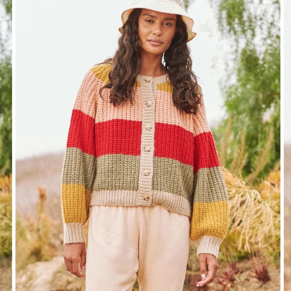 The Great - Bold Striped Sophomore Cardigan in Carousel multicolor Strip…
